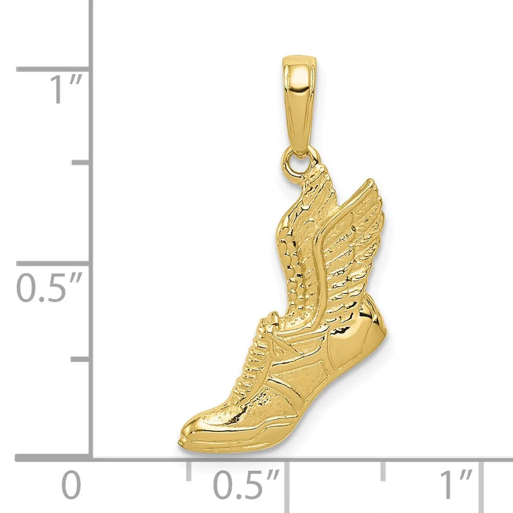 10K Polished Running Shoe Pendant