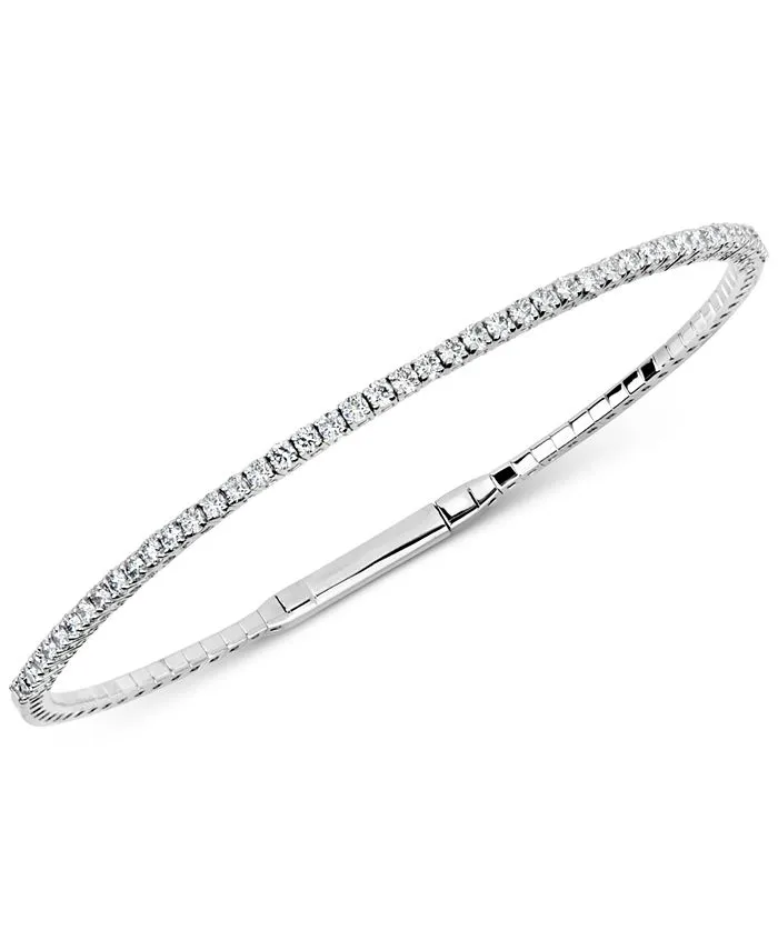 14k White Gold 0.99Ct Diamond Flexible Bangle Bracelet