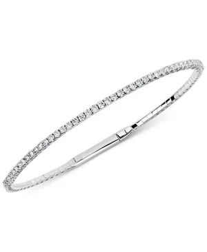 14k White Gold 0.99Ct Diamond Flexible Bangle Bracelet