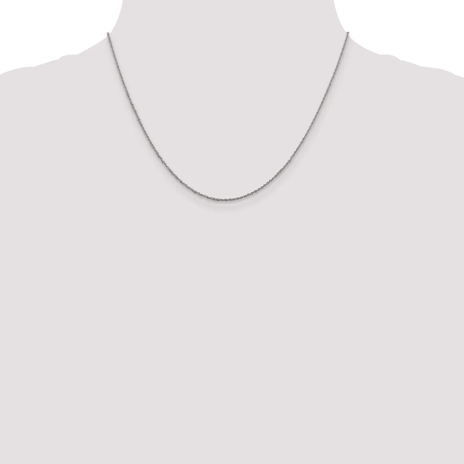 14K White Gold 1.3 mm Sparkle Singapore Chain