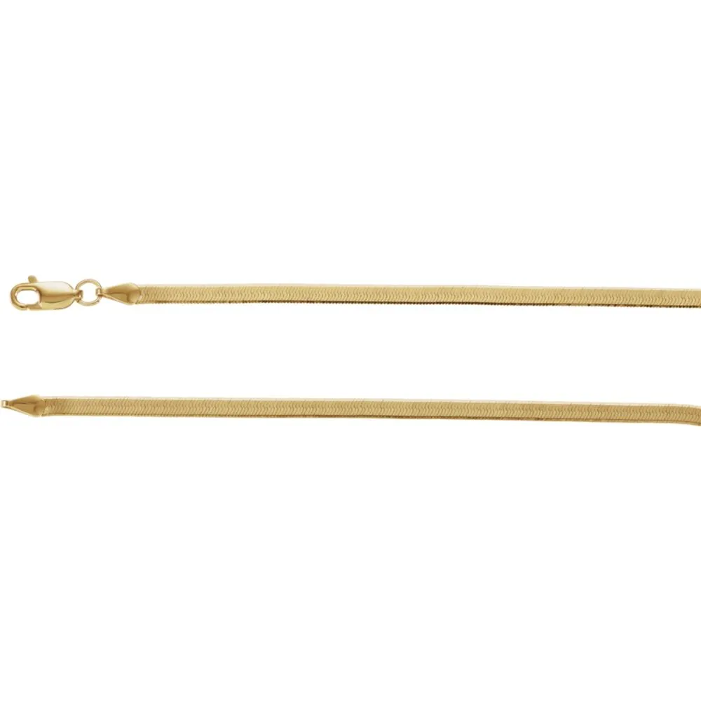 14k Yellow Gold 3mm Flexible Herringbone Chain 16" Chain
