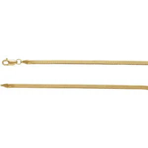 14k Yellow Gold 3mm Flexible Herringbone Chain 16" Chain
