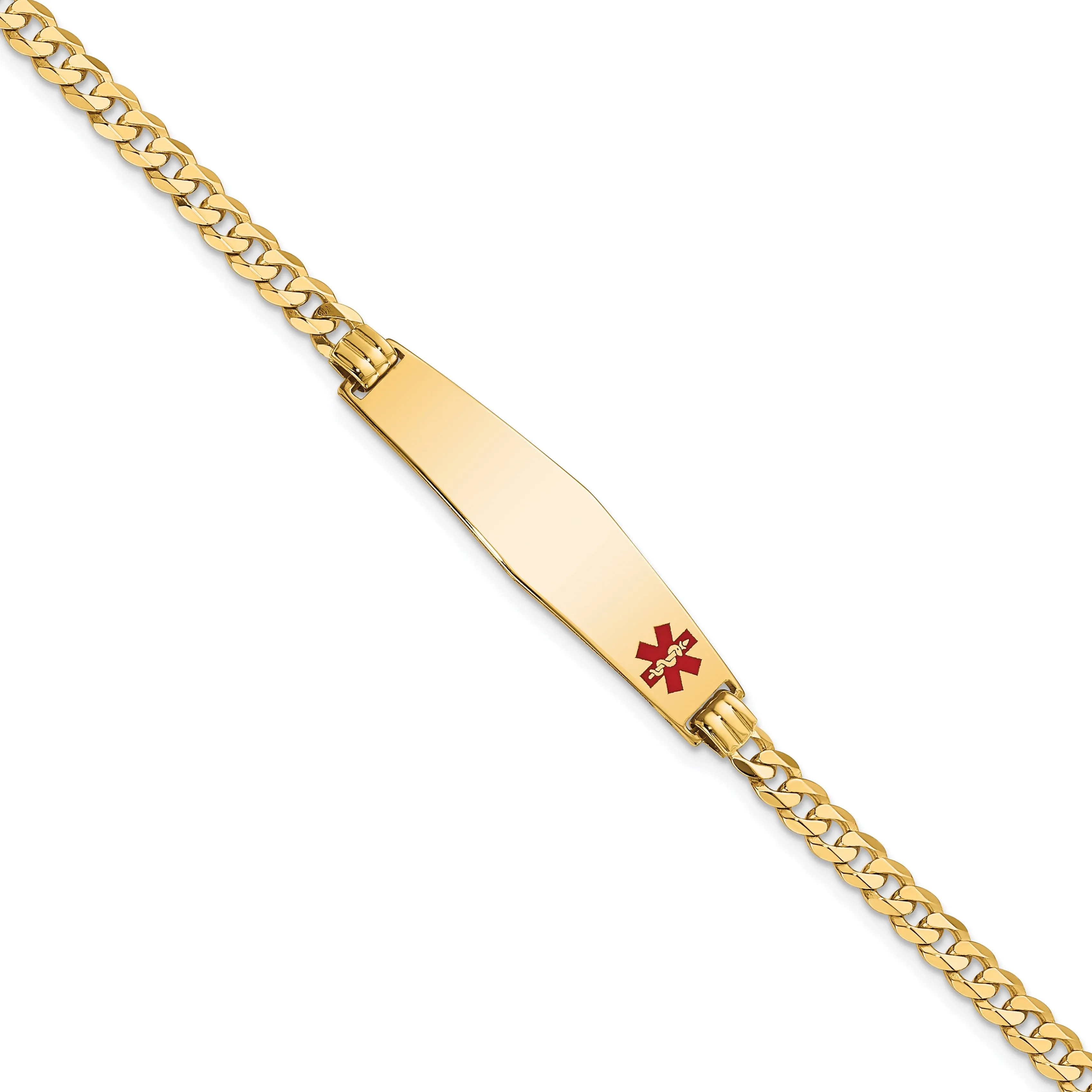 14K Yellow Gold Curb Link Medical ID Bracelet