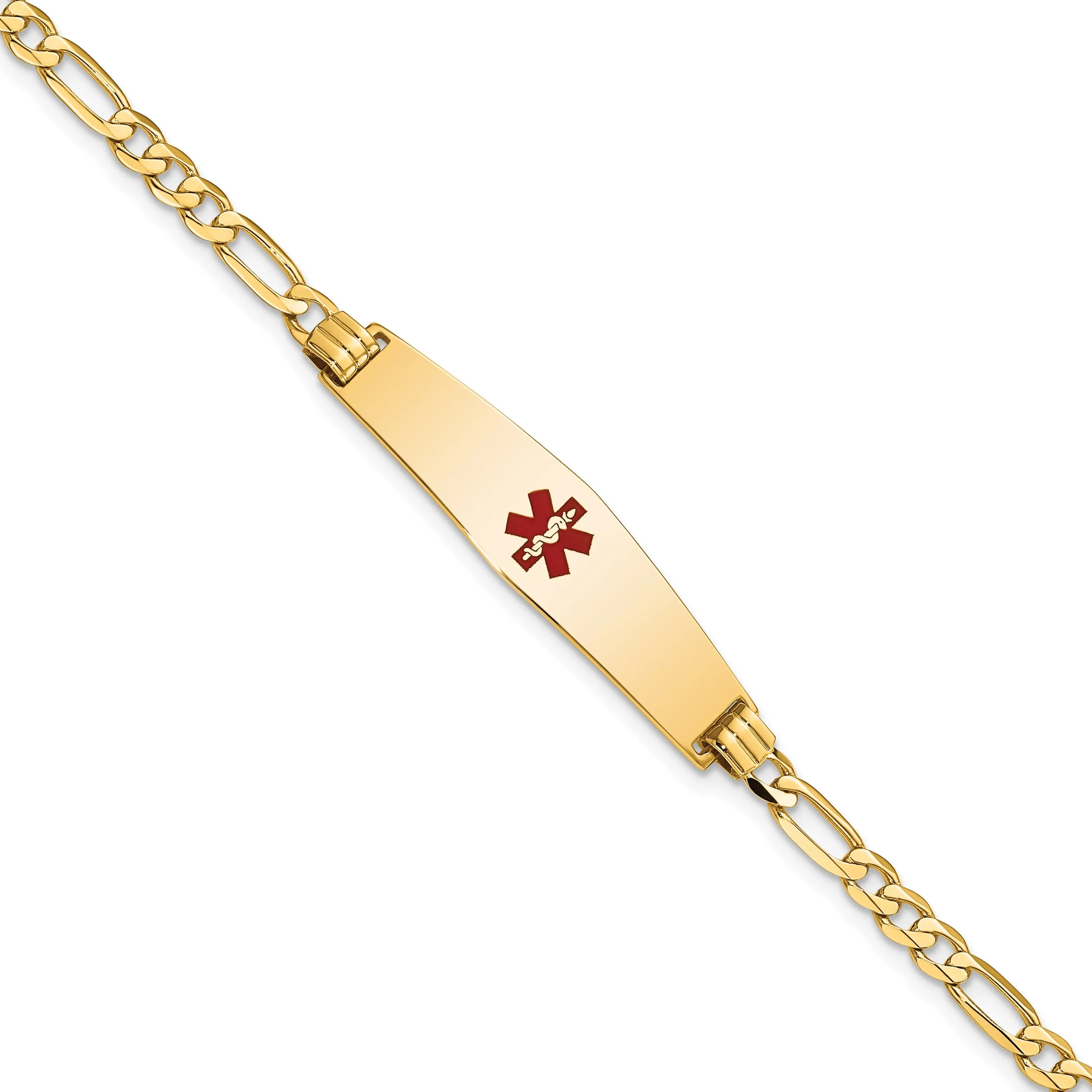 14K Yellow Gold Figaro Link Medical ID Bracelet