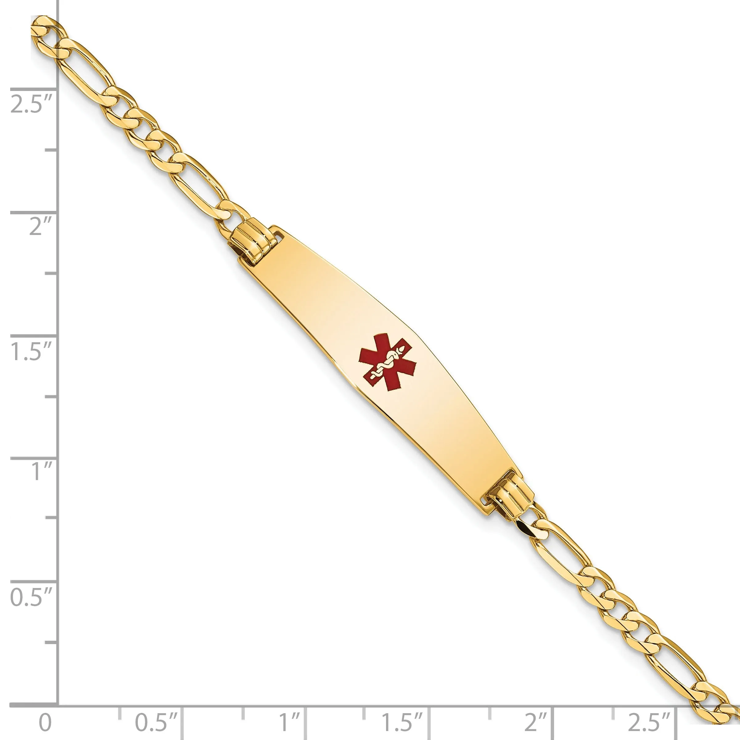 14K Yellow Gold Figaro Link Medical ID Bracelet