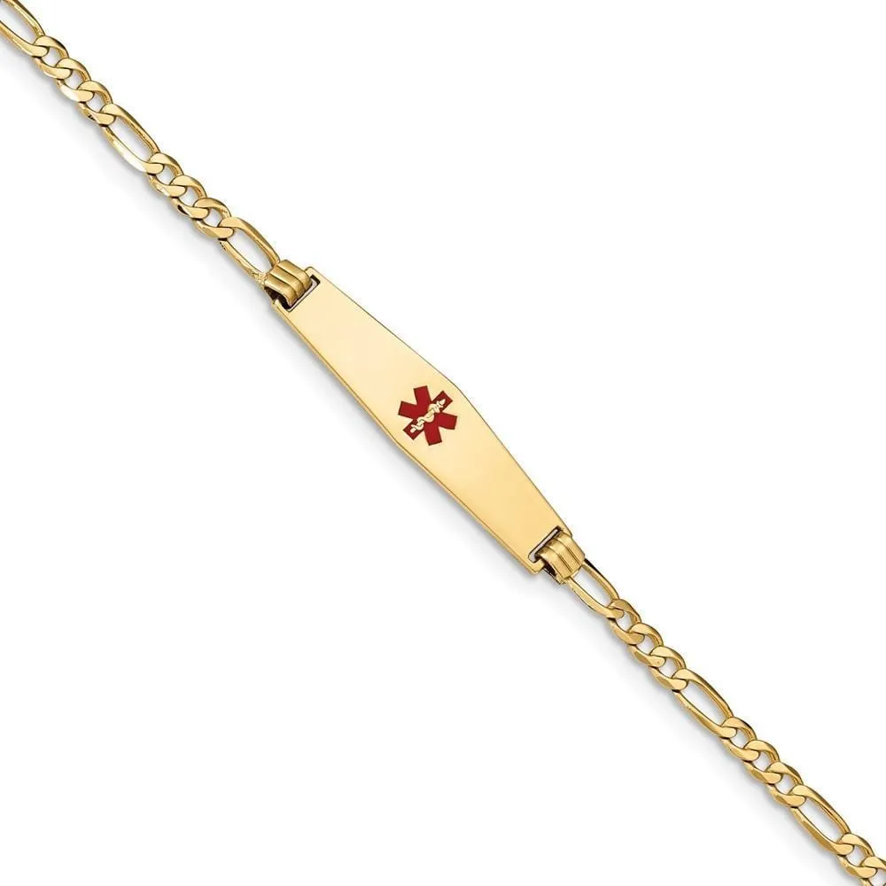 14K Yellow Gold Figaro Link Medical ID Bracelet