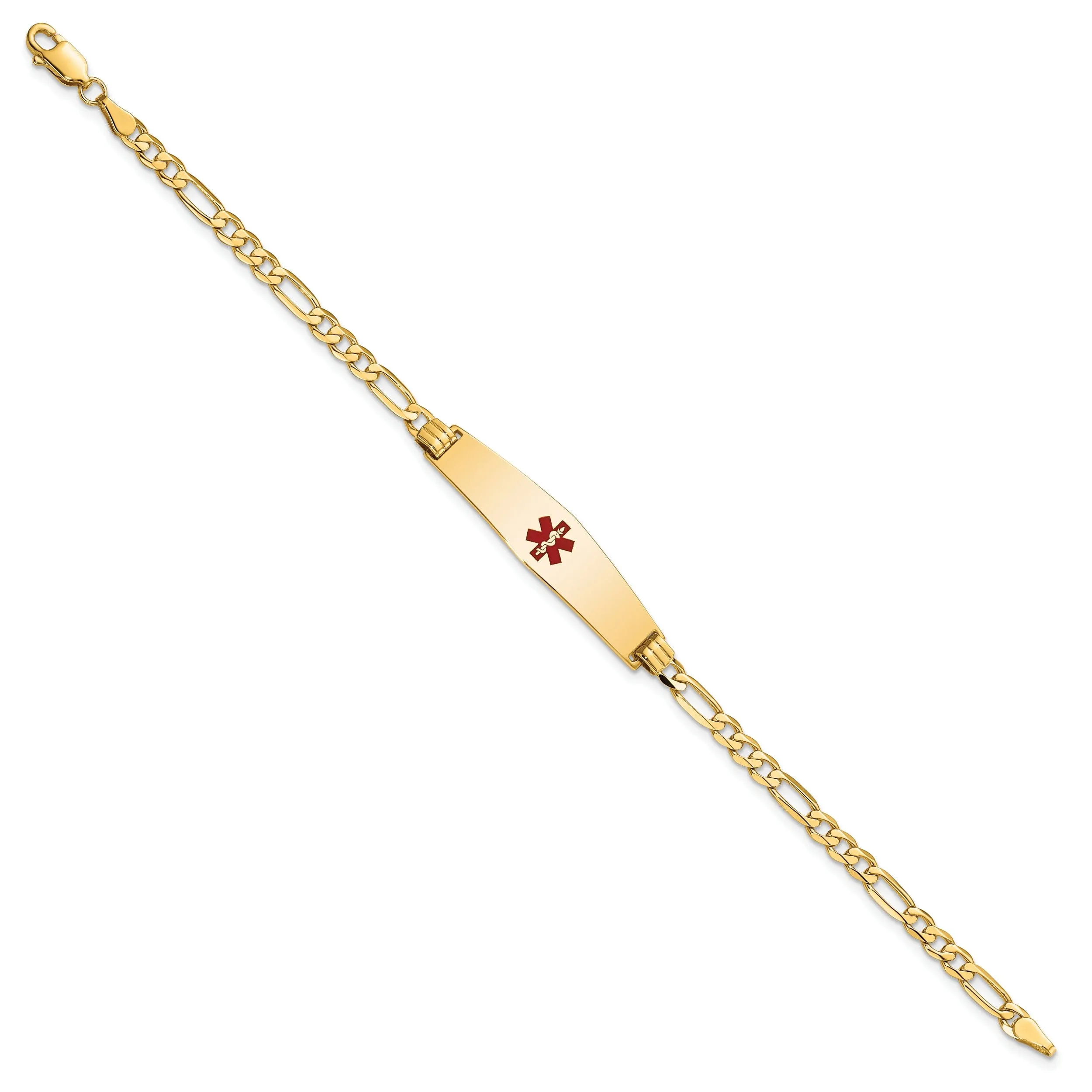 14K Yellow Gold Figaro Link Medical ID Bracelet