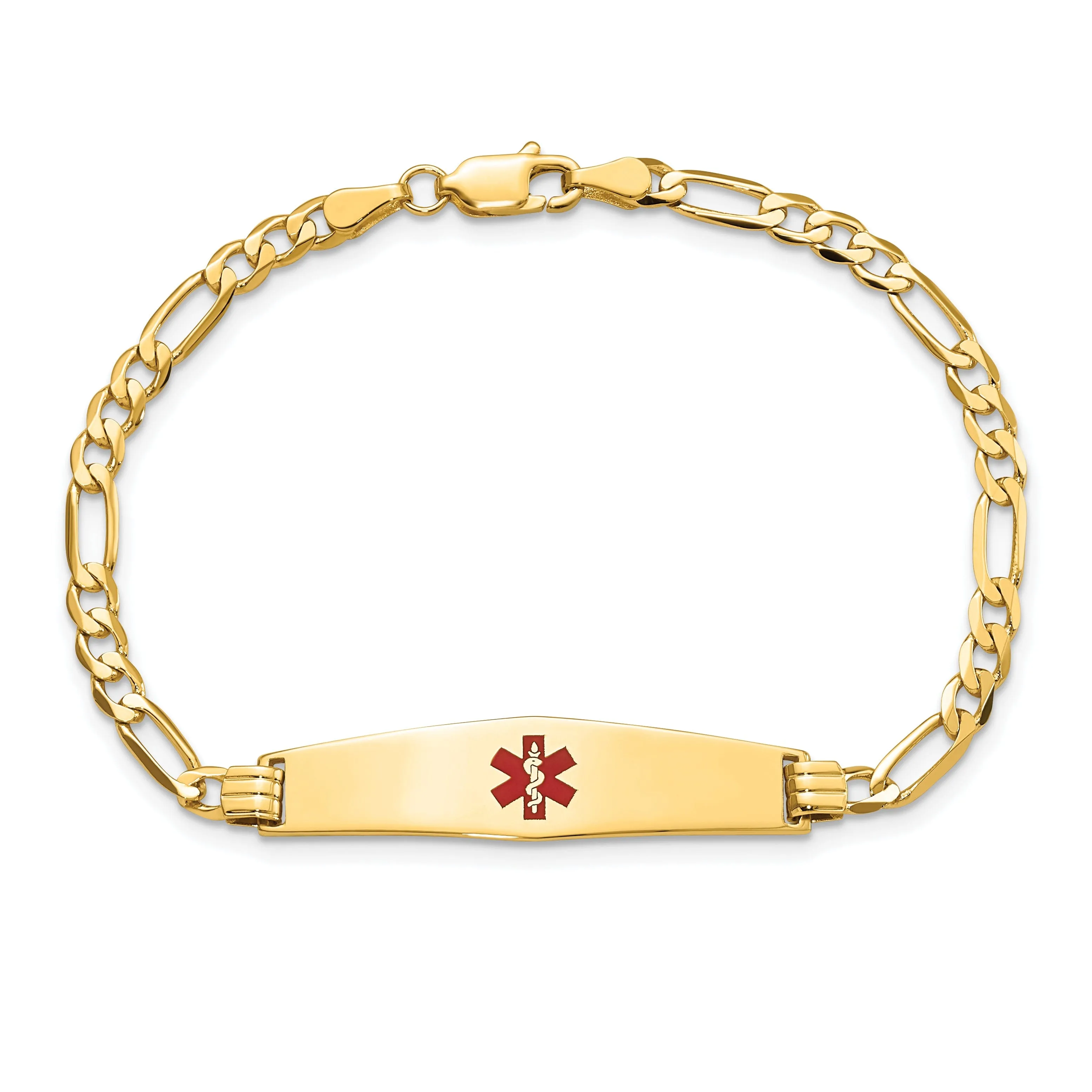 14K Yellow Gold Figaro Link Medical ID Bracelet