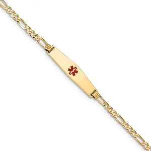 14K Yellow Gold Figaro Link Medical ID Bracelet