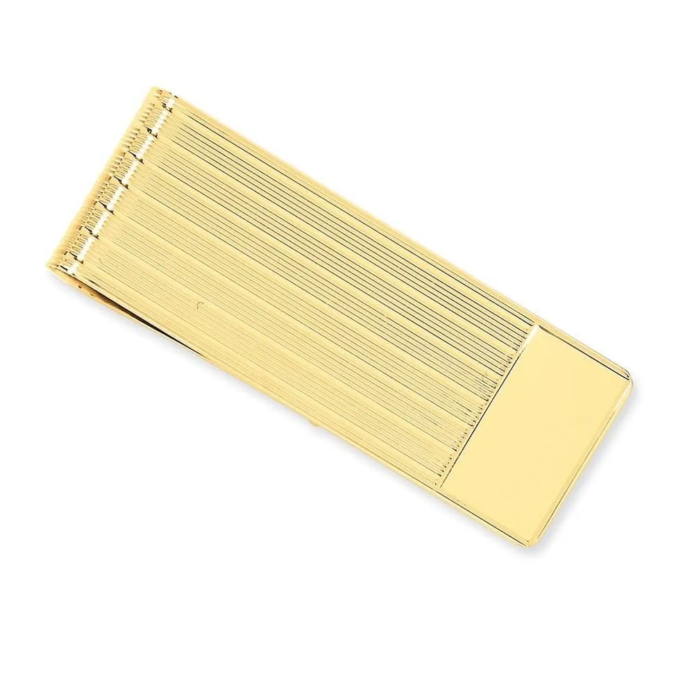 14k Yellow Gold Solid Line Design Money Clip.