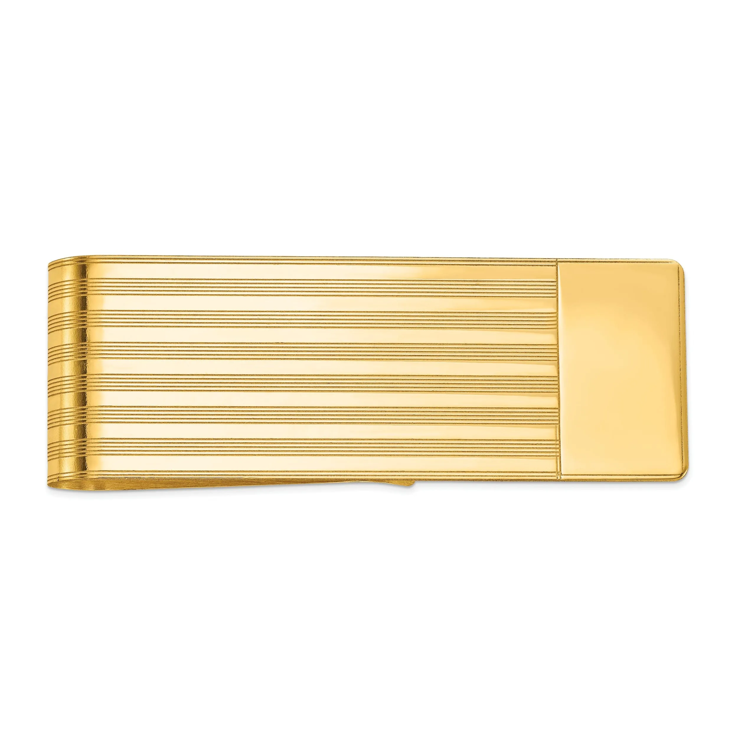 14k Yellow Gold Solid Line Design Money Clip.