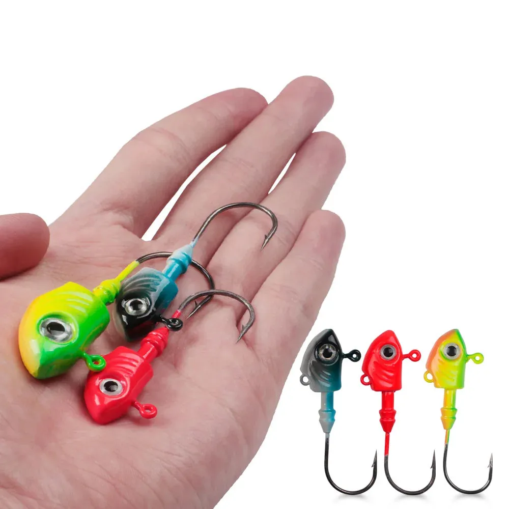1Pcs Fish Lead soft plastic lure Jig Head 10g 15g 20g 29g 40g Barbed Hook