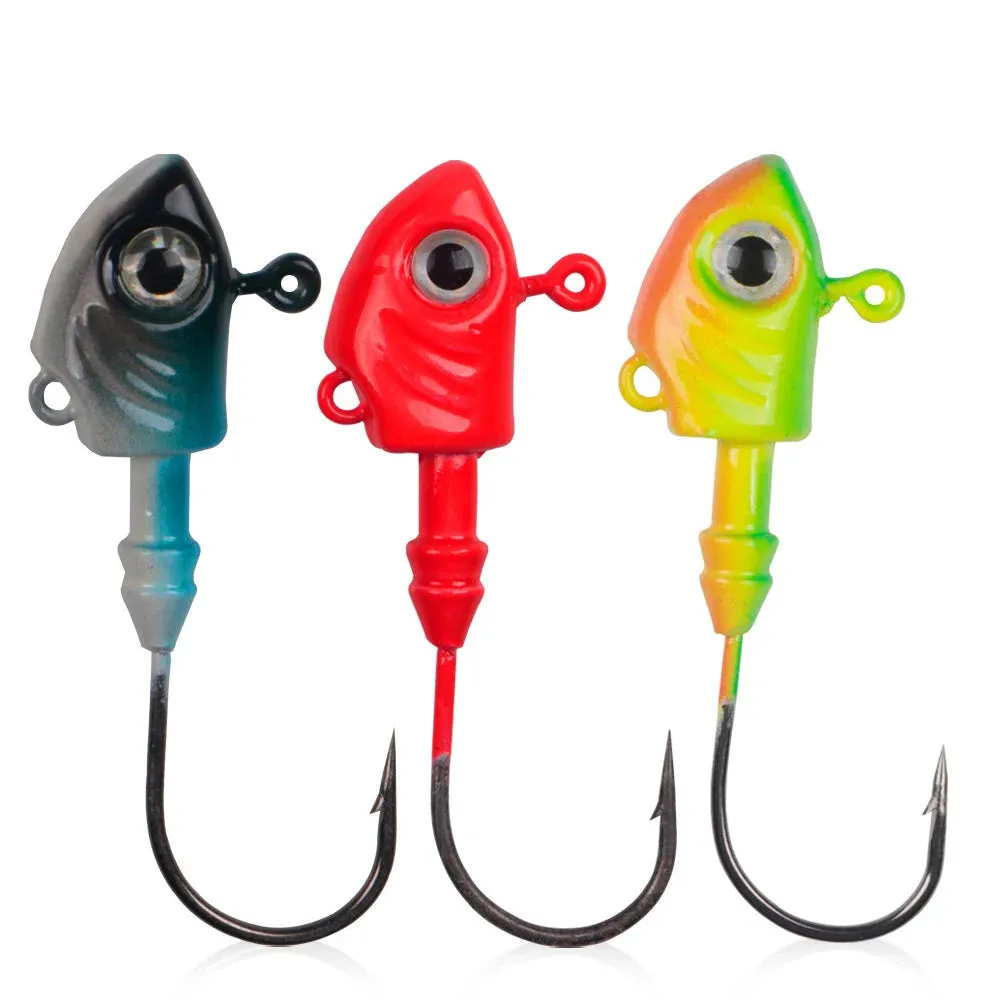 1Pcs Fish Lead soft plastic lure Jig Head 10g 15g 20g 29g 40g Barbed Hook