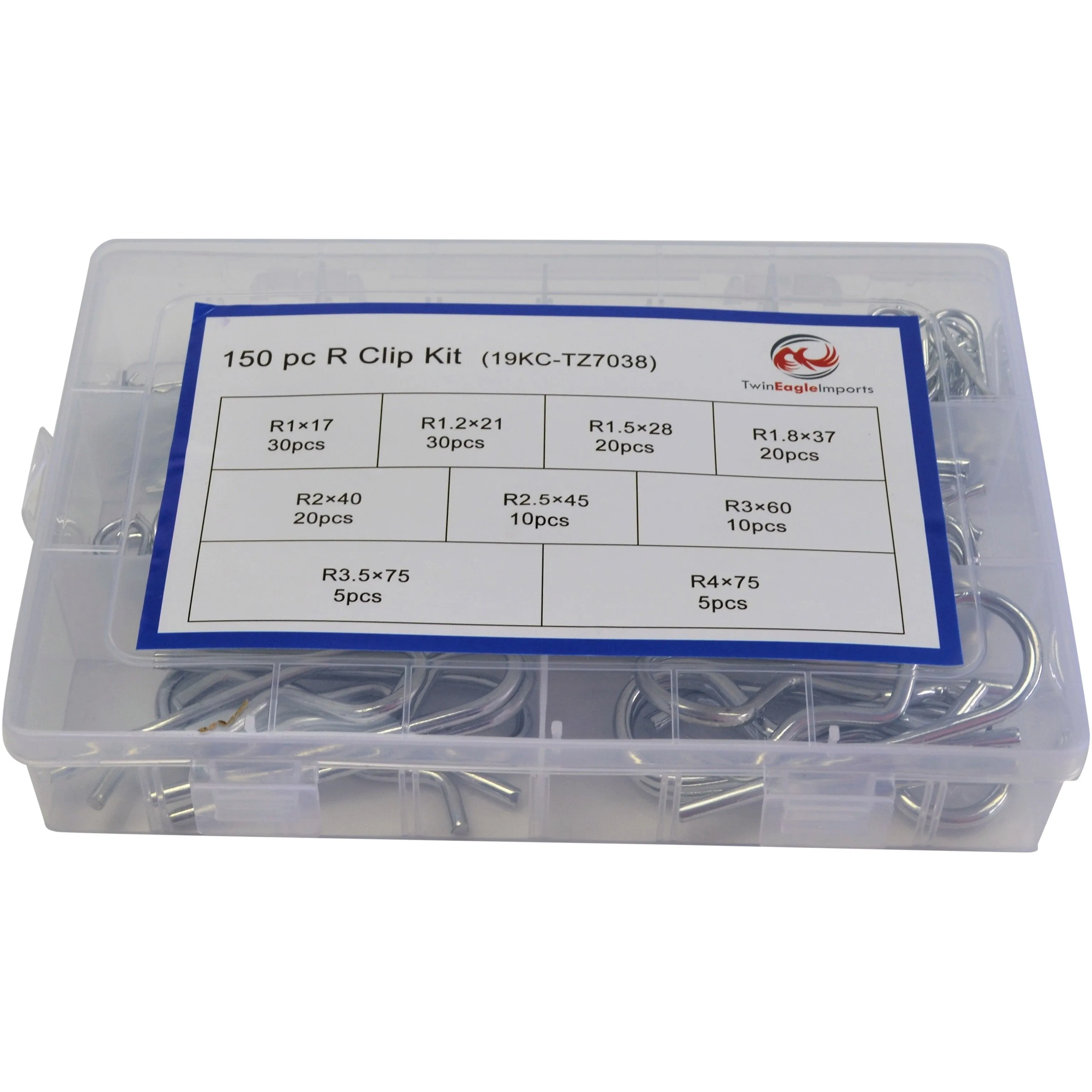 230pc Cotter Pin and 150pc Metric R Pin Clip Grab Kit Assortment