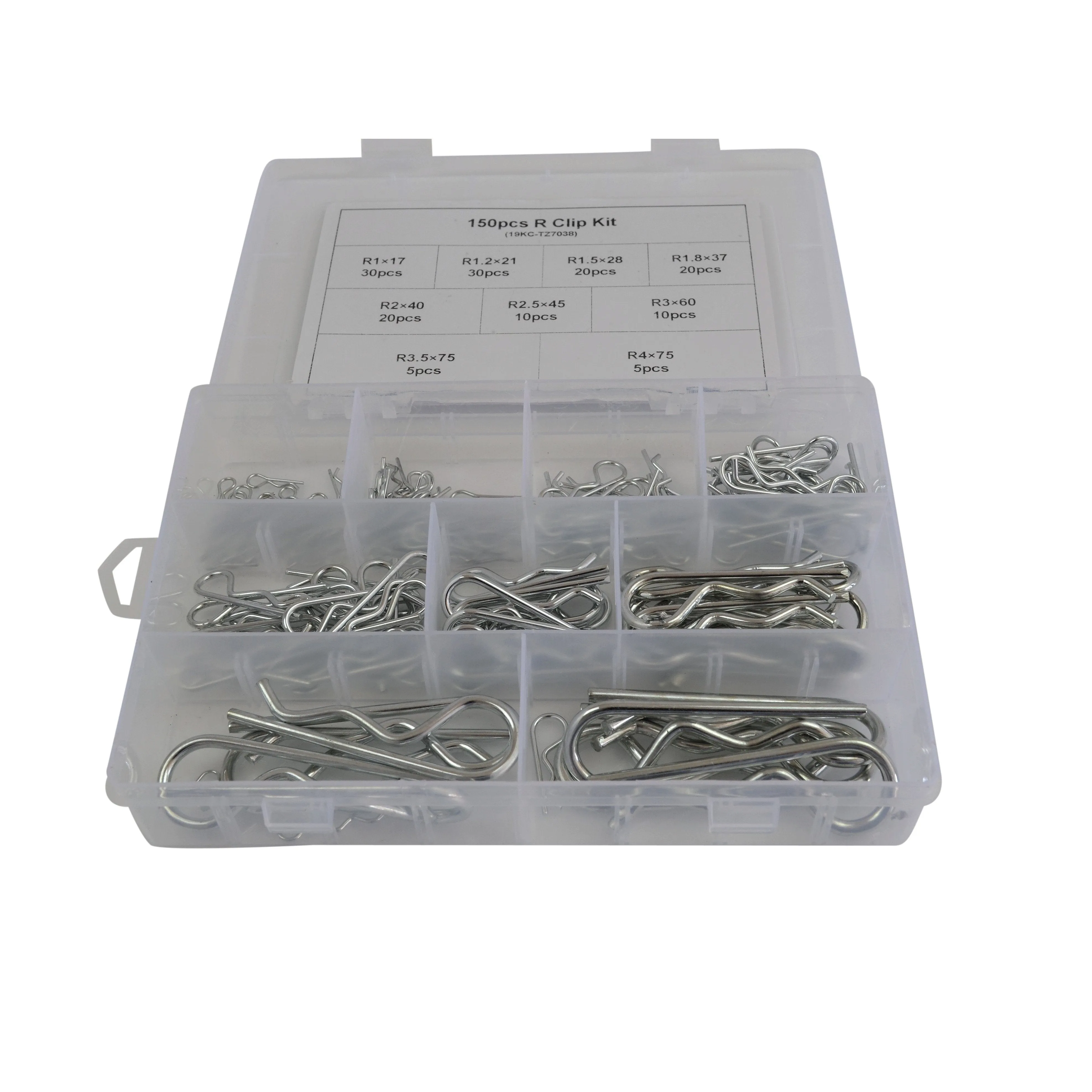 230pc Cotter Pin and 150pc Metric R Pin Clip Grab Kit Assortment