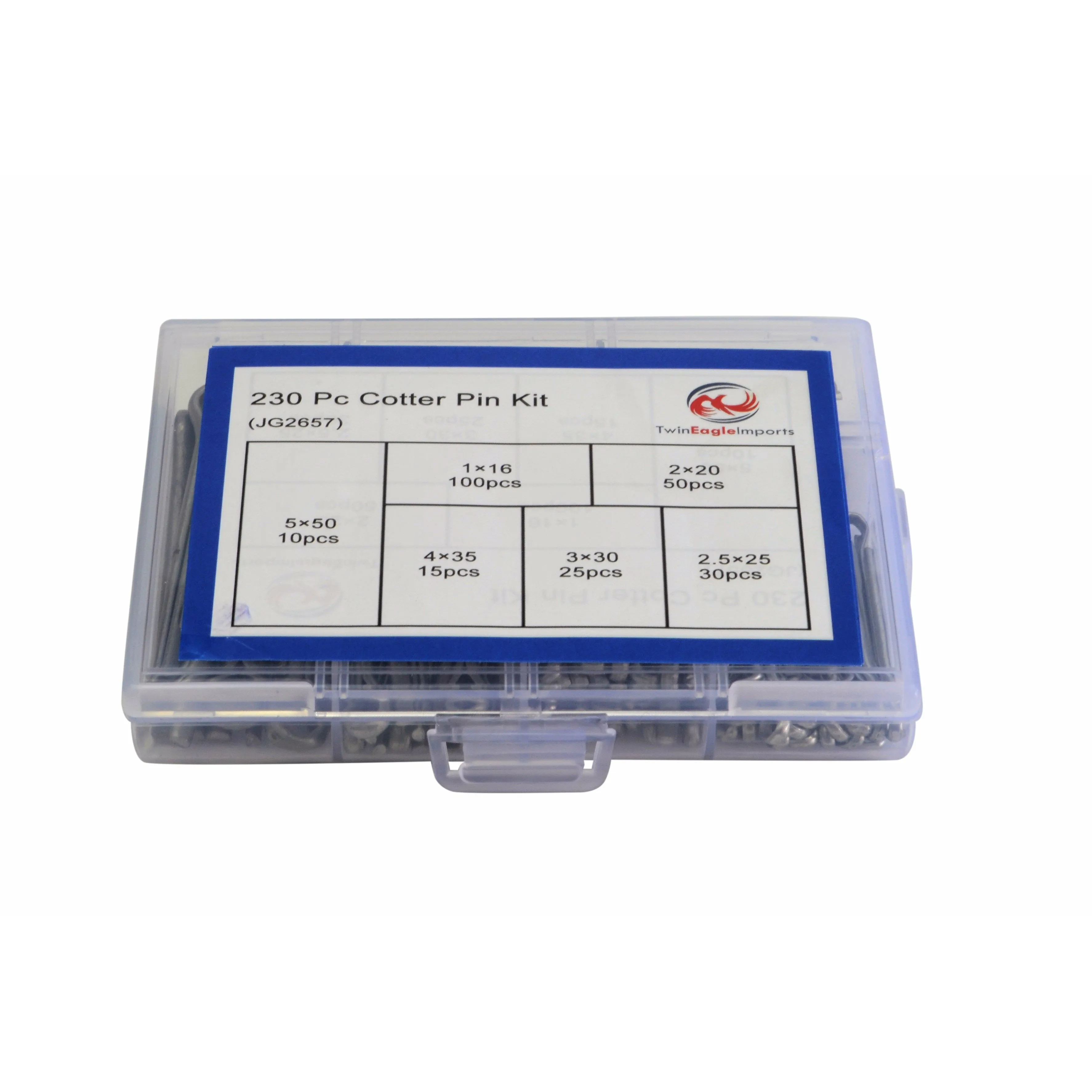 230pc Cotter Pin and 150pc Metric R Pin Clip Grab Kit Assortment