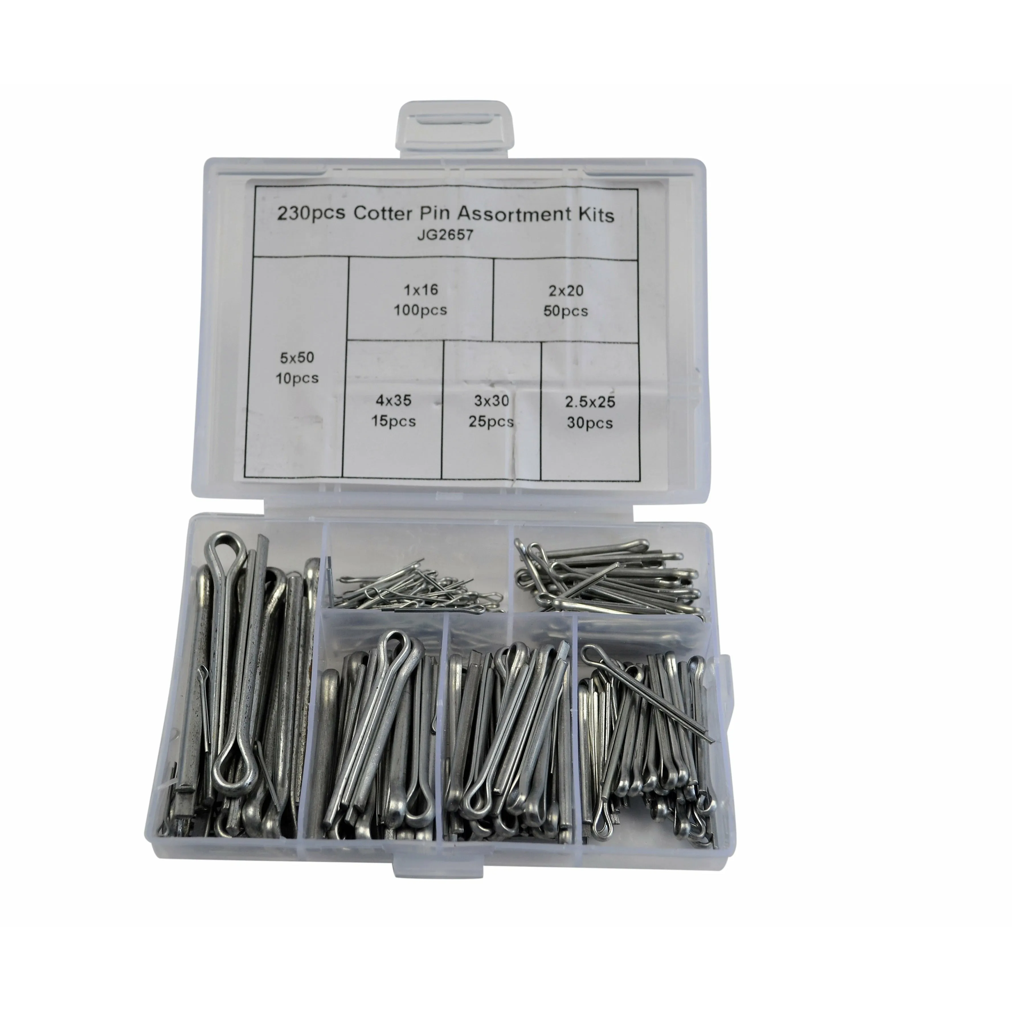 230pc Cotter Pin and 150pc Metric R Pin Clip Grab Kit Assortment