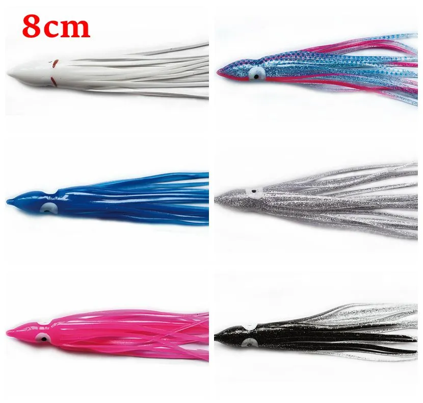 30 XOctopus Squid Skirt Trolling Jig Lure Fishing Tackle 8cm