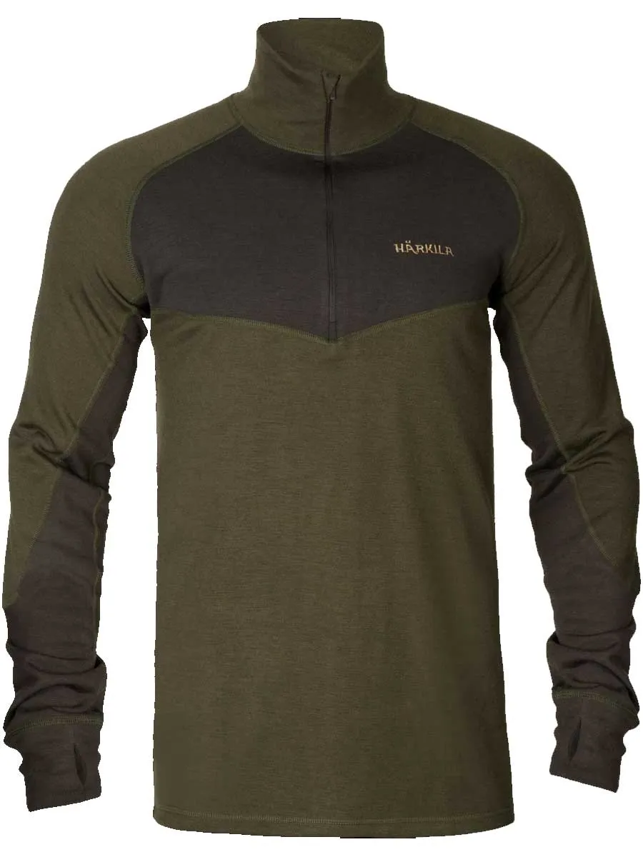 50% OFF HARKILA Base Warm Half Zip Neck - Mens - Willow Green / Shadow Brown