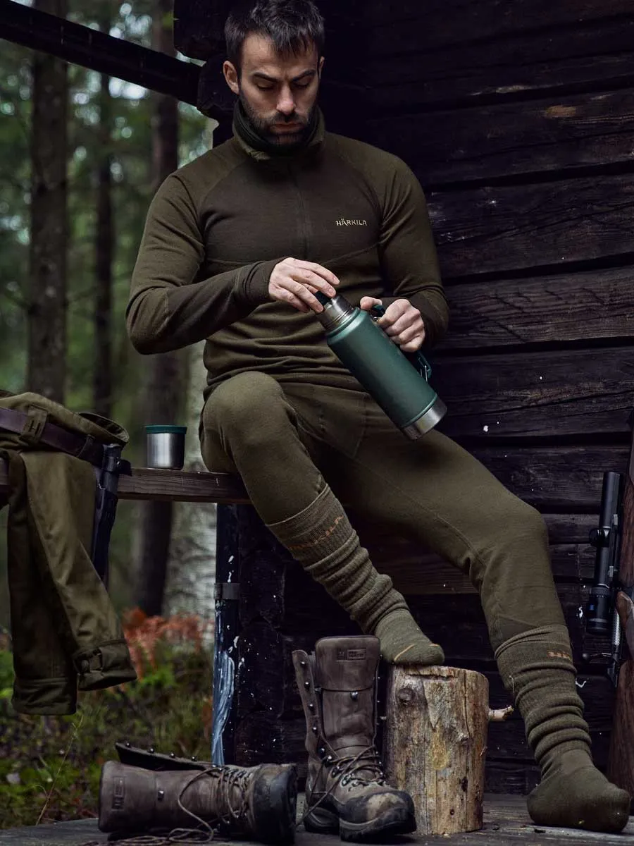50% OFF HARKILA Base Warm Half Zip Neck - Mens - Willow Green / Shadow Brown