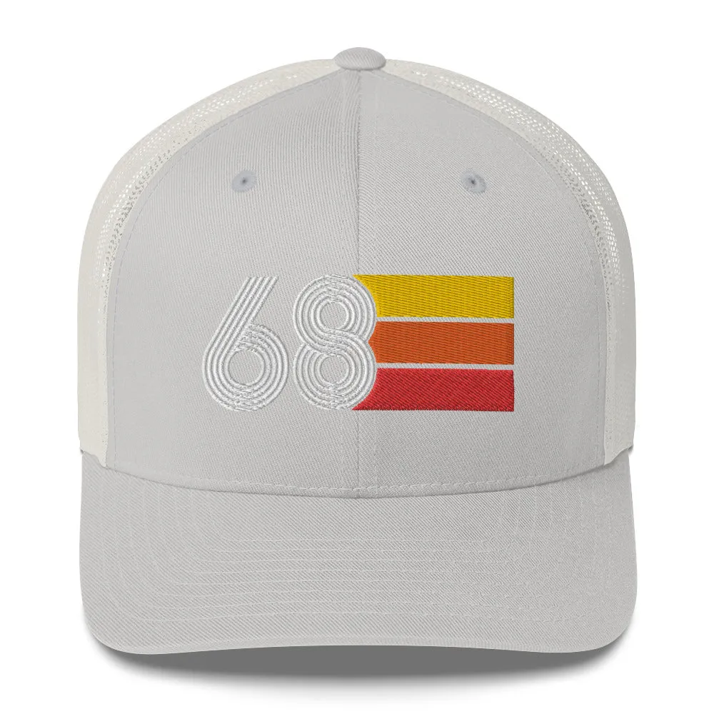 68 Number 1968 Birthday Retro Trucker Hat