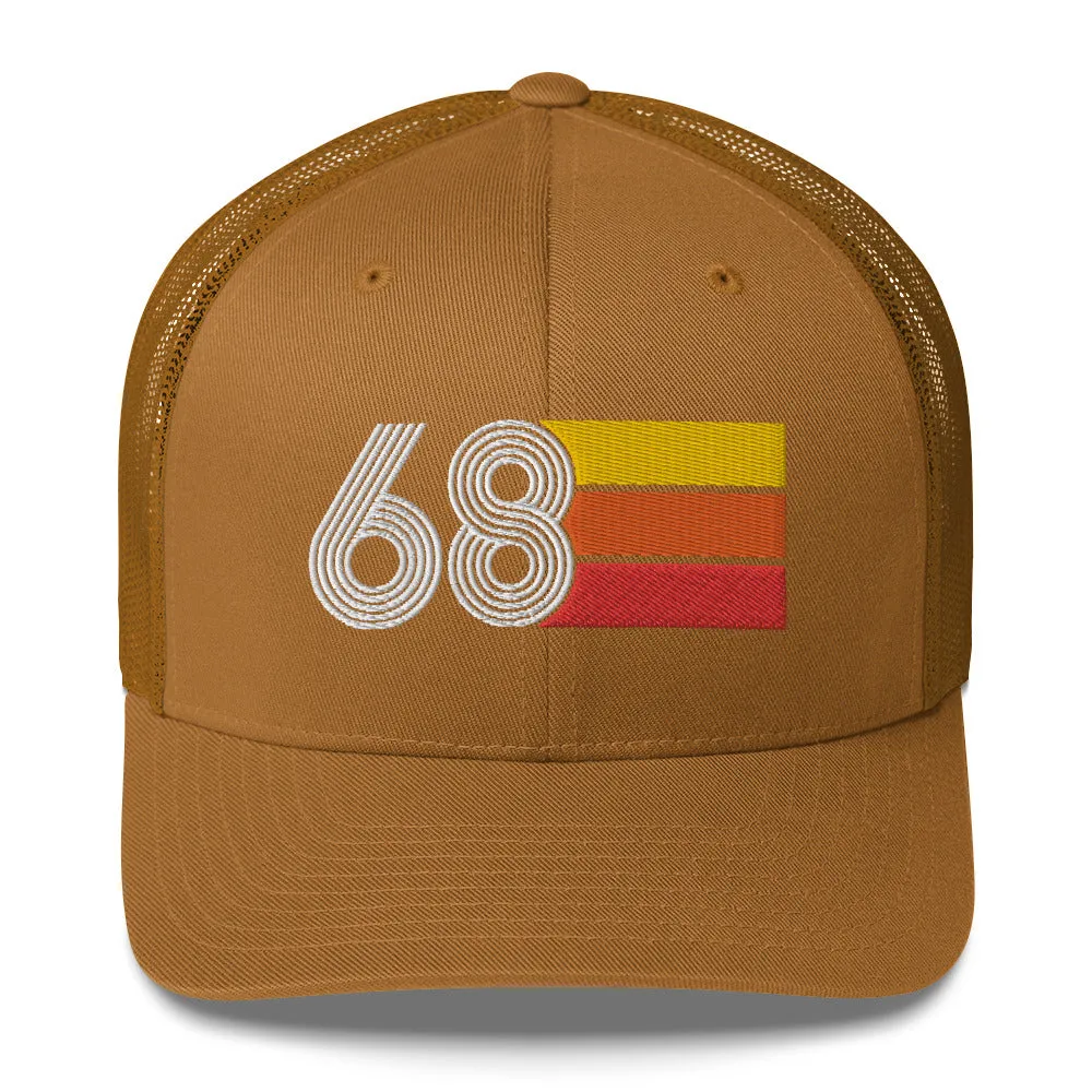68 Number 1968 Birthday Retro Trucker Hat