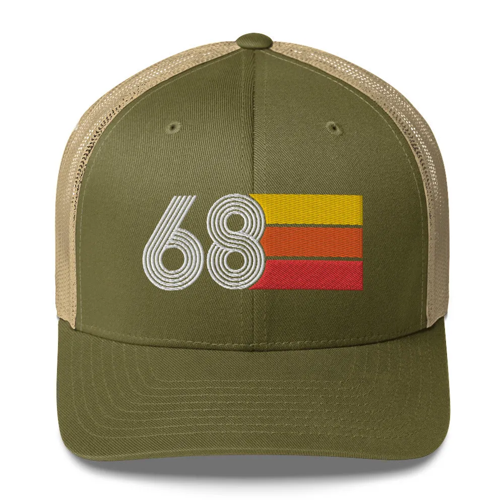 68 Number 1968 Birthday Retro Trucker Hat