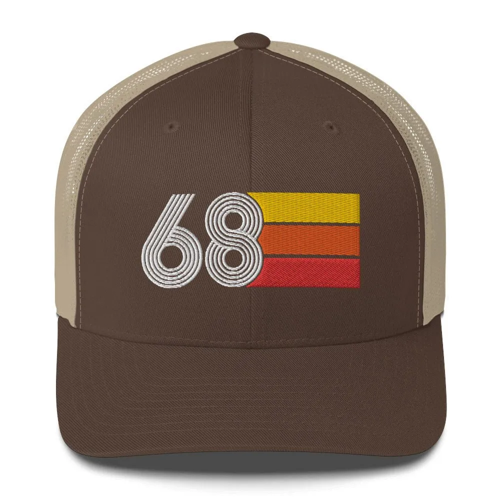 68 Number 1968 Birthday Retro Trucker Hat