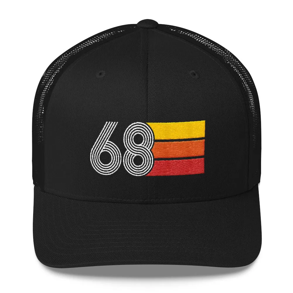 68 Number 1968 Birthday Retro Trucker Hat