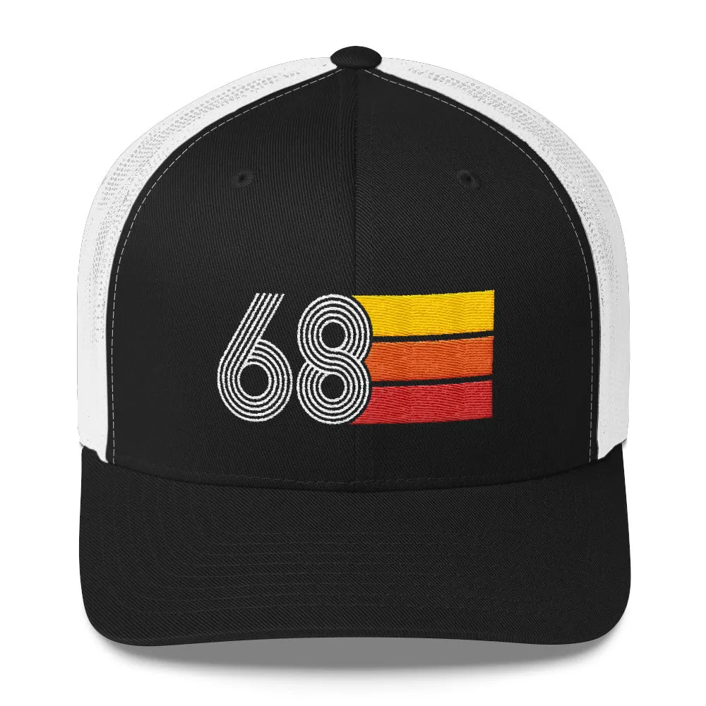 68 Number 1968 Birthday Retro Trucker Hat