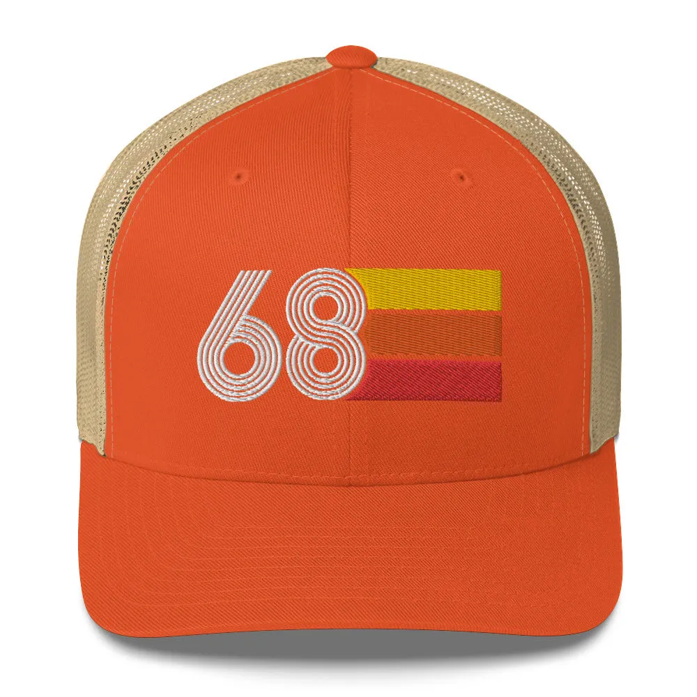 68 Number 1968 Birthday Retro Trucker Hat