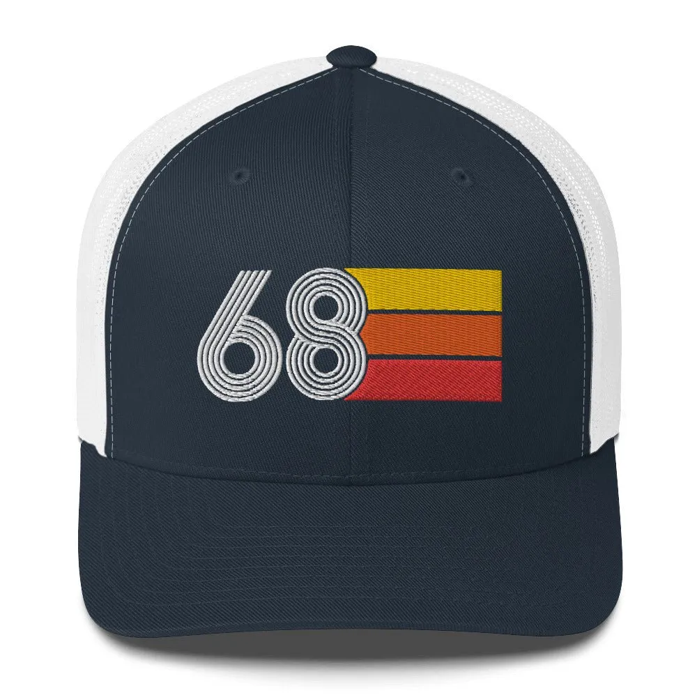 68 Number 1968 Birthday Retro Trucker Hat