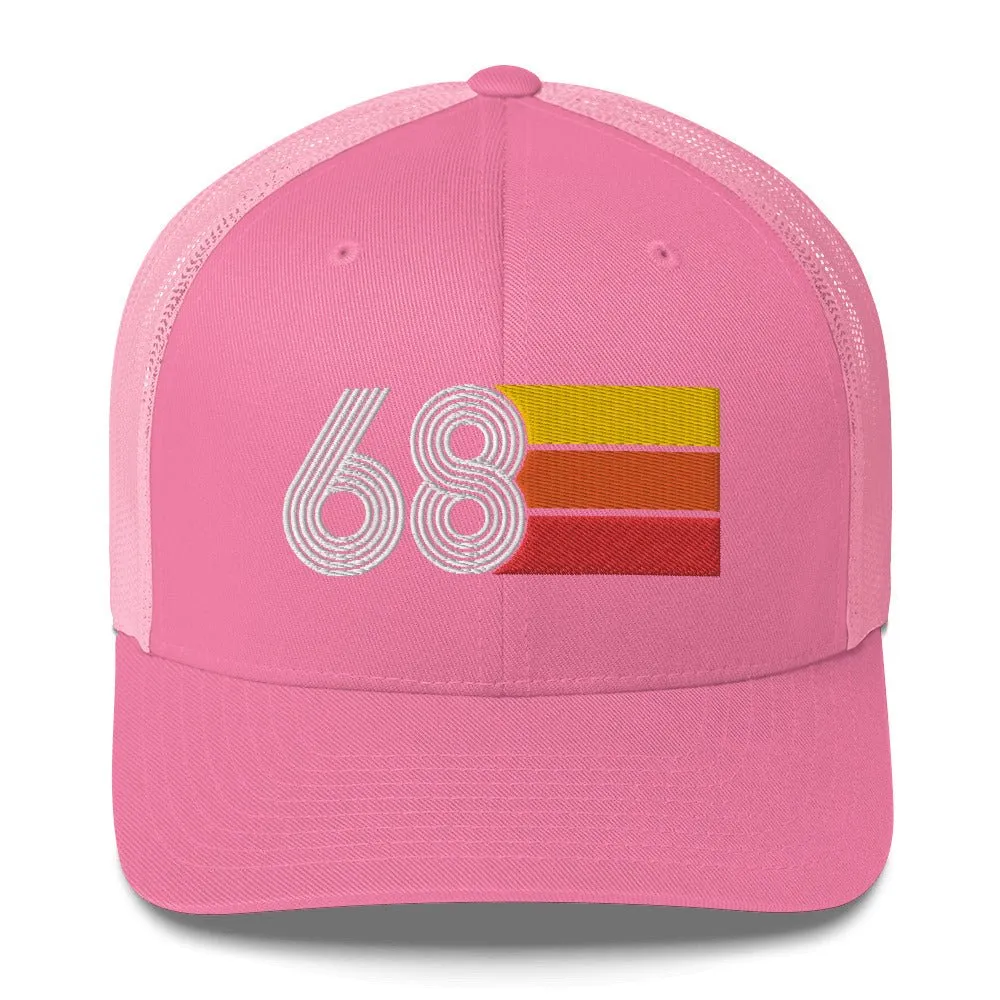 68 Number 1968 Birthday Retro Trucker Hat