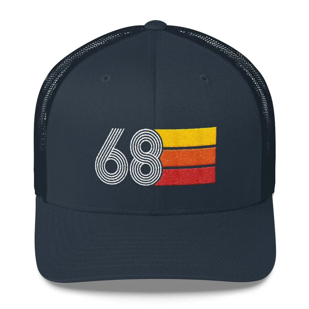 68 Number 1968 Birthday Retro Trucker Hat