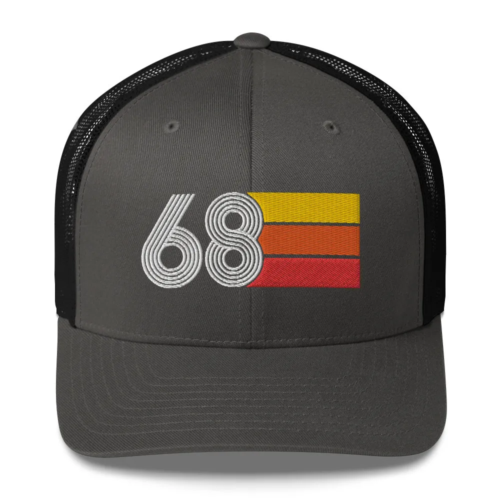 68 Number 1968 Birthday Retro Trucker Hat