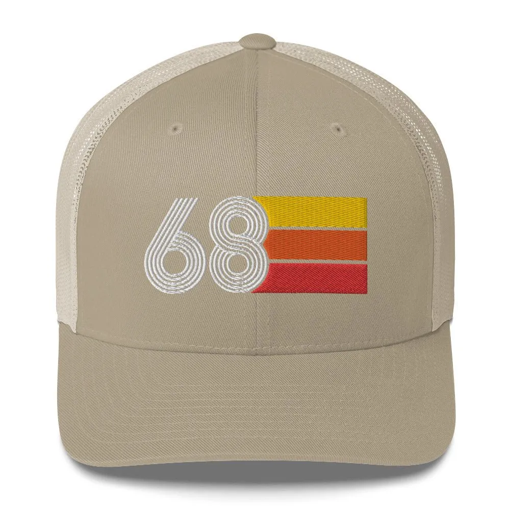 68 Number 1968 Birthday Retro Trucker Hat