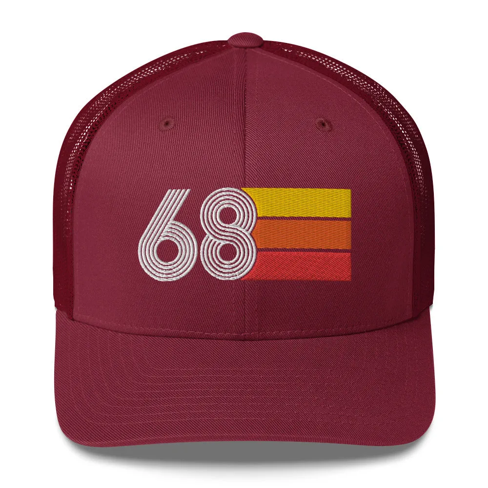 68 Number 1968 Birthday Retro Trucker Hat