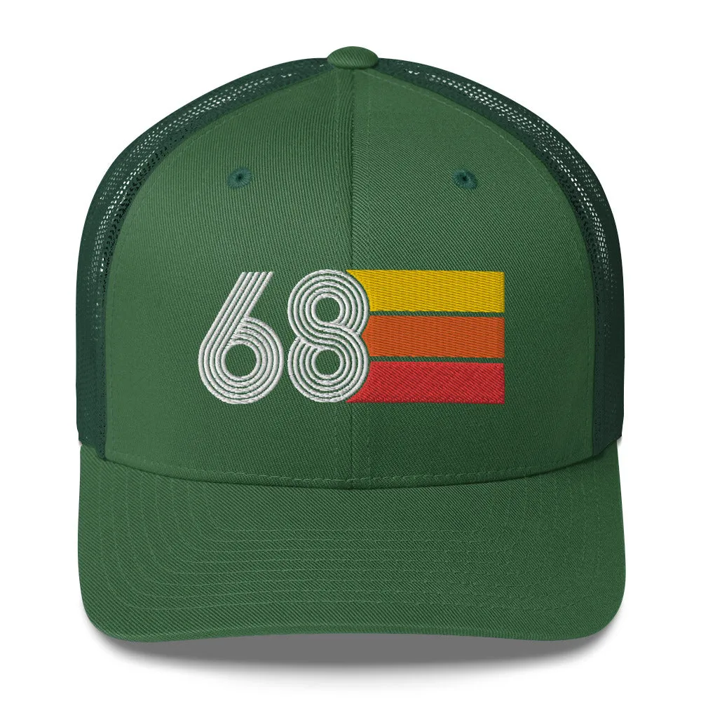 68 Number 1968 Birthday Retro Trucker Hat