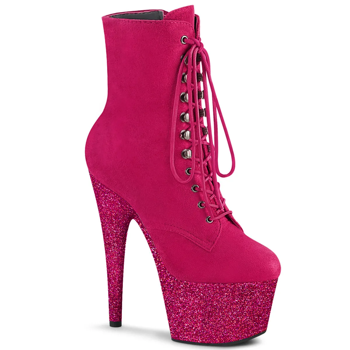 ADORE-1020FSMG  Hot  Pink Faux  Suede/Hot  Pink Multi Mini Gltr