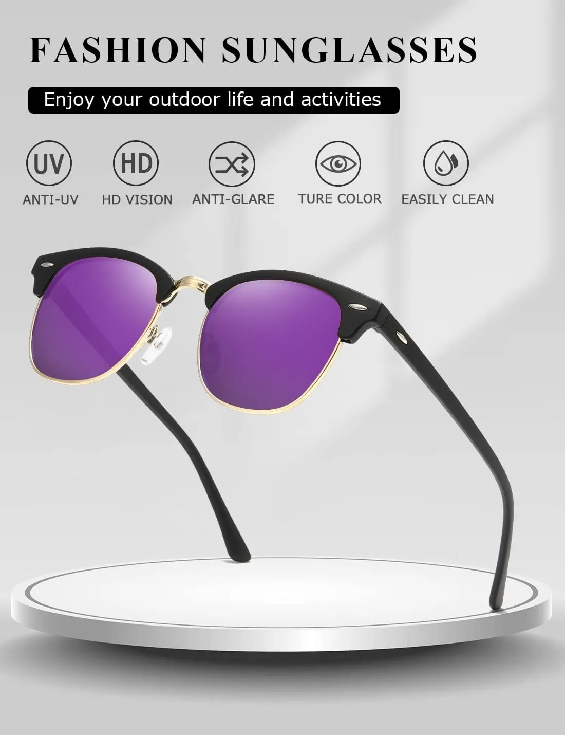 AEVOGUE Polarized Sunglasses For Women And Men Semi Rimless Frame Retro Sun Glasses AE0369