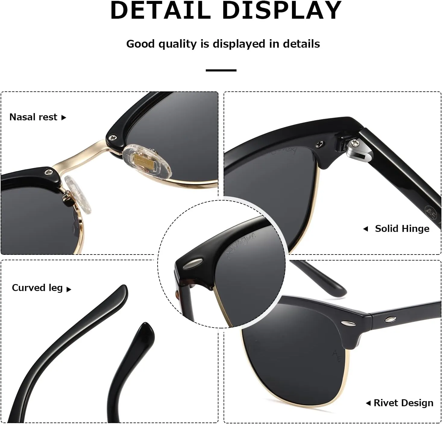 AEVOGUE Polarized Sunglasses For Women And Men Semi Rimless Frame Retro Sun Glasses AE0369