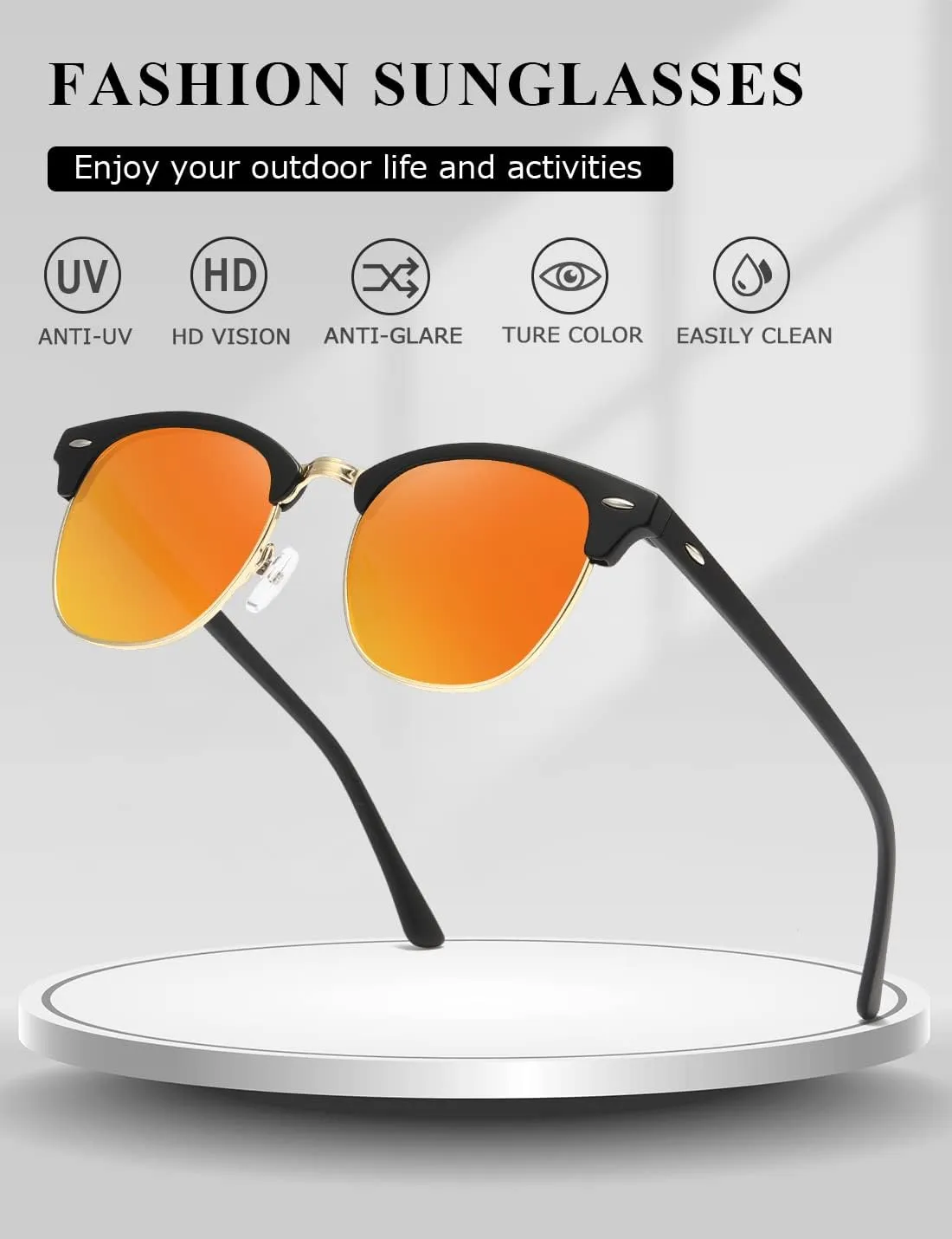 AEVOGUE Polarized Sunglasses For Women And Men Semi Rimless Frame Retro Sun Glasses AE0369