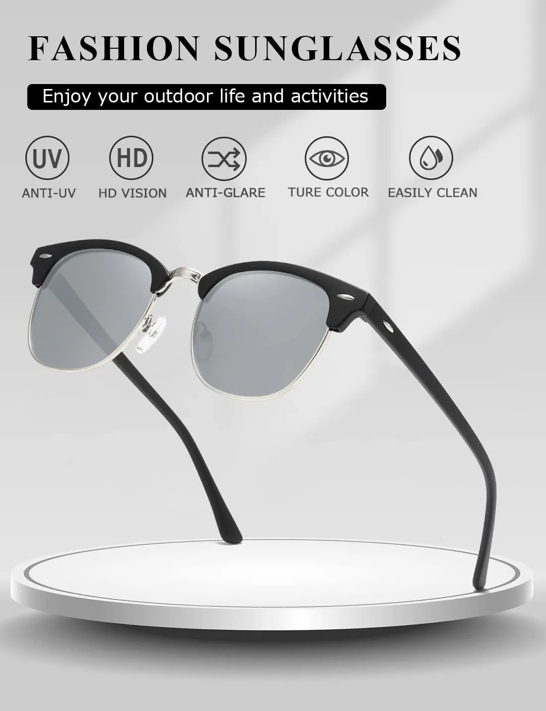 AEVOGUE Polarized Sunglasses For Women And Men Semi Rimless Frame Retro Sun Glasses AE0369