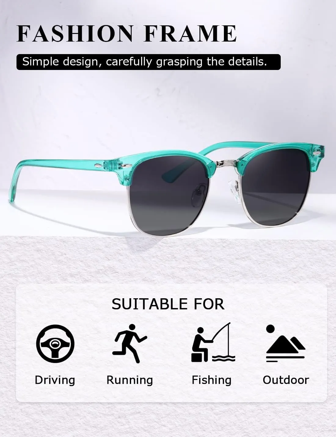 AEVOGUE Polarized Sunglasses For Women And Men Semi Rimless Frame Retro Sun Glasses AE0369