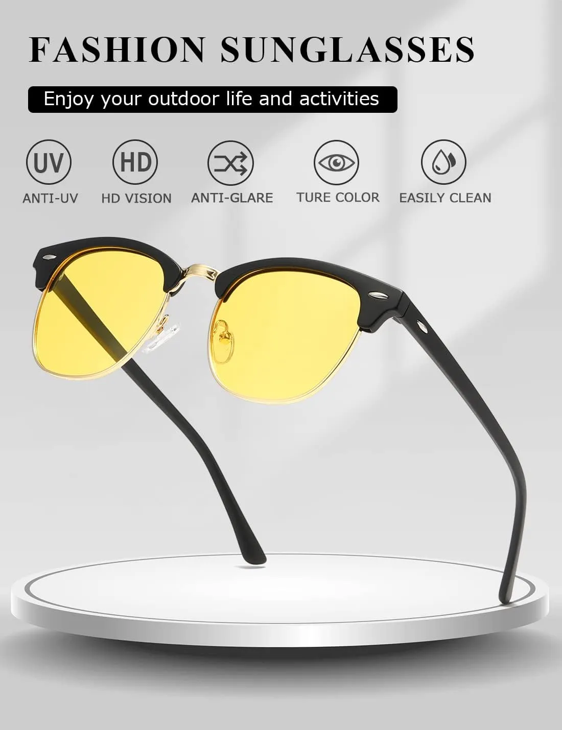 AEVOGUE Polarized Sunglasses For Women And Men Semi Rimless Frame Retro Sun Glasses AE0369