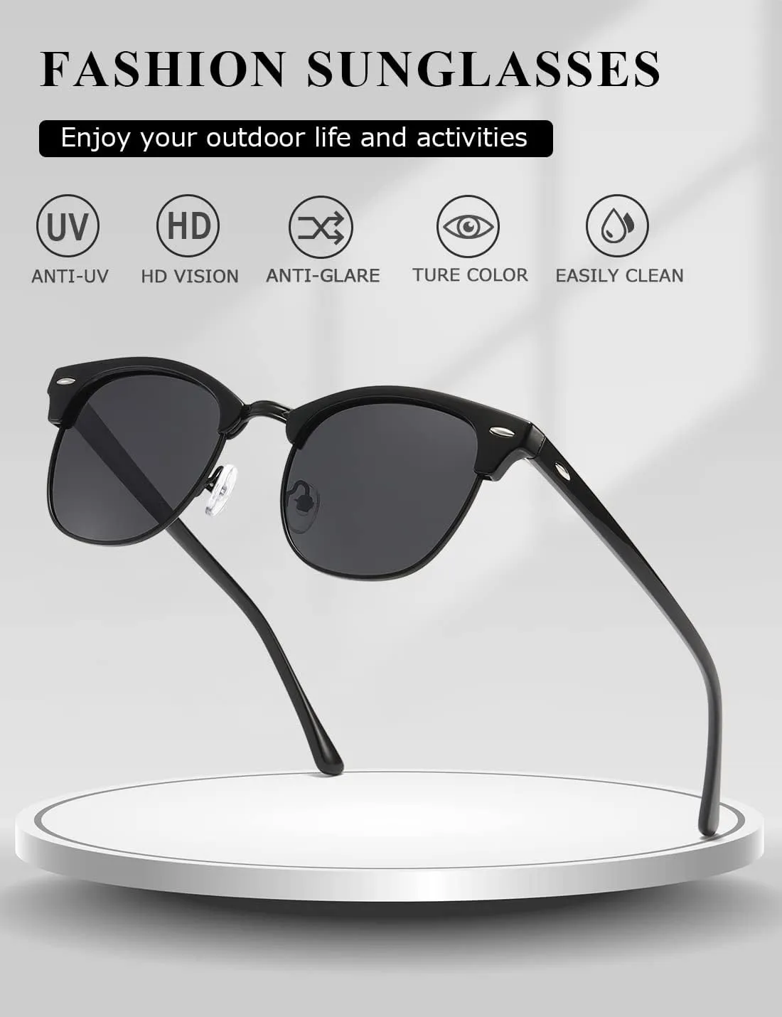 AEVOGUE Polarized Sunglasses For Women And Men Semi Rimless Frame Retro Sun Glasses AE0369