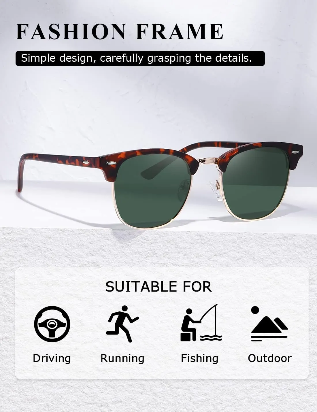 AEVOGUE Polarized Sunglasses For Women And Men Semi Rimless Frame Retro Sun Glasses AE0369