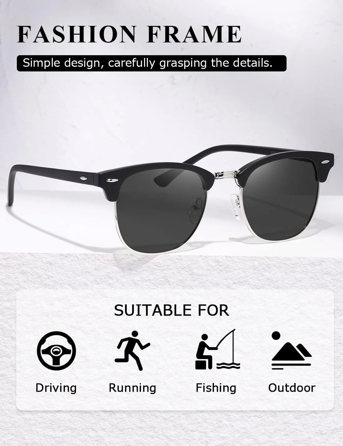 AEVOGUE Polarized Sunglasses For Women And Men Semi Rimless Frame Retro Sun Glasses AE0369