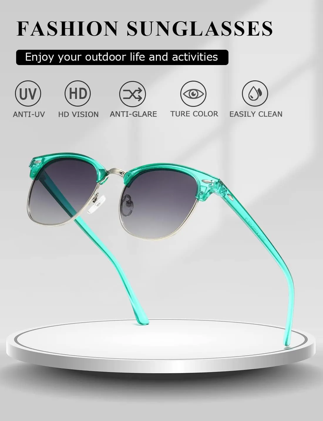 AEVOGUE Polarized Sunglasses For Women And Men Semi Rimless Frame Retro Sun Glasses AE0369