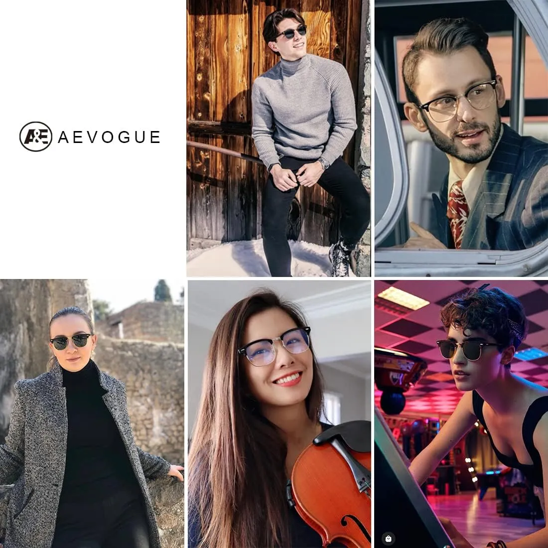 AEVOGUE Polarized Sunglasses For Women And Men Semi Rimless Frame Retro Sun Glasses AE0369